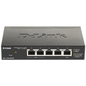 D-Link DGS-1100-05PDV2 5-Port Managed Gigabit Ethernet PoE Switch, fanless, desktop